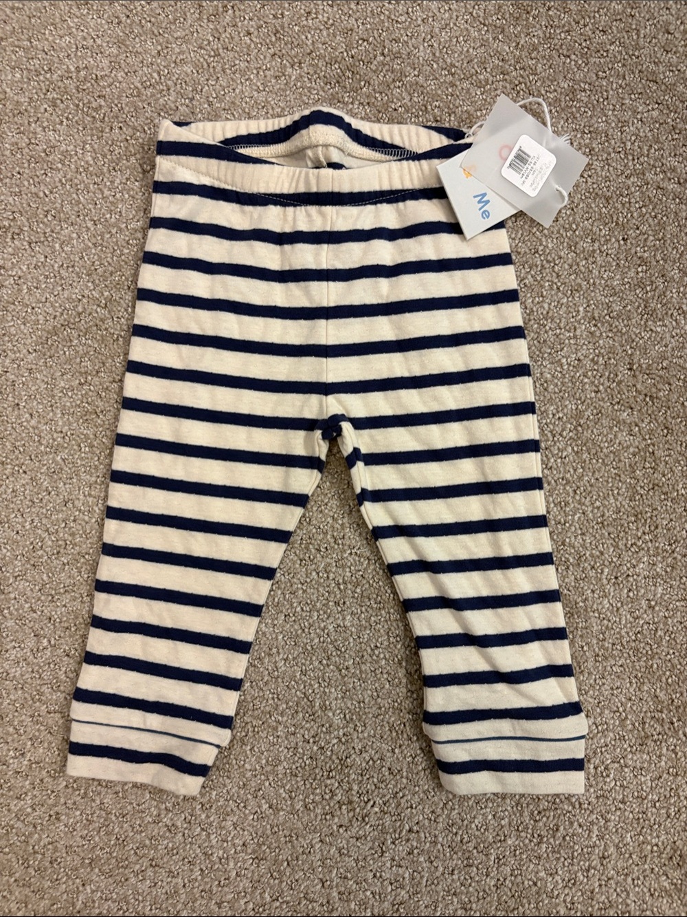 Cream and Navy Striped Kids' Leggings